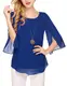 Beyove Damen Shirts lose 3/4 Ärmel Bluse Hemd Chiffon Langarmshirts Oberteile Tops elegant