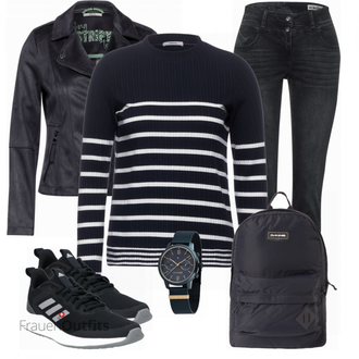 Outfit mit Schwarz Rucksack Dakine "Schönes Frühlingsoutfit"