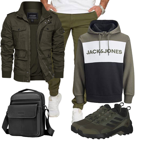 DunkelGrün/Grün KapuzenPullover/Damen Pullover/Sport Sweatshirt/Hoodie/Vintage Hoodie/Unisex Hoodie/Ausgefallener Hoodie/Sport Hoodie Jack & Jones kombinieren
