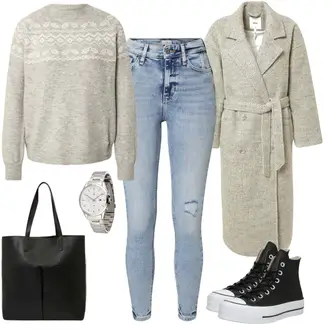Outfit mit Hellblau Lederjacke/Knöchelstiefel/Cropped Jeans/High Waist Jeans/Jeans mit Schlitz/Jeans mit Loch/Push up Jeans/Lederjacken river island "Stylishes Alltagsoutfit"