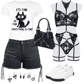 spitze Outfit mit Schwarz/Rosa/Weiß Mesh Body/Dessous-Set Aus spitze/Korsett Unterbrustkorsage/Miederware/spitzenbustier/Korsett/spitzenbody/Korselett Grey Velvet "Rockiger Freizeitlook"