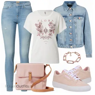 Outfit mit Blau/Hellblau/Braun Lederjacke/High Waist Jeans/Jeans mit Schlitz/Push up Jeans/Schlupfjeans/Leder Schuhe/Herren Lederjacke Only "Praktischer Look"