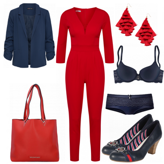 Outfit mit Blau/Dunkelblau Bademode Großer Cup Lascana "RedOverall"