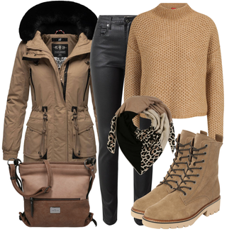 Outfit mit Beige/Braun Schal/Bandana/Kopftuch/Tuch About You "Herbstlicher Look"
