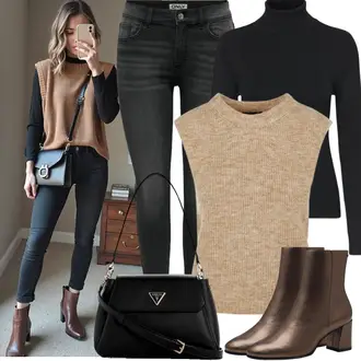 90er, Stil Outfit mit Lederjacke/Leder Schuhe/Sweatjeans/Tapered-Jeans/Girlfriend Jeans/T-Shirt/Regular-Fit Jeans/Slim Fit Jeans/Caprijeans/Knöchelstiefel/Damen 7/8-Länge Jeans/Cropped Jeans Only "Perfekt für die Freizeit"Look: Stil