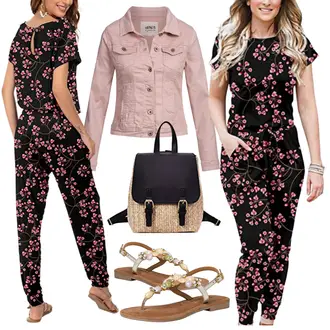 Kurz Sommer Outfit mit Rosa/Grün Jumpsuit Mit Reißverschluss/Festlicher Jumpsuit DEARCASE "Schöner Sommer Look"