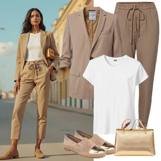 Streetwear Outfit sa Krem/Bijela Majica za plažu/Majica za plažu/Predimenzionirana majica/Top za plažu/Tunika za Plažu/Pulover za plažu DAY BIRGER ET MIKKELSEN "Modni ljetni izgled"Look: Unisex, Prevelik, Rap, Boja, klasický, Streetwear, Ležerno, Običan