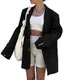 Tankaneo Damen lässig Elegante Lange Ärmel überdimensioniert Revers Blazer offen vorne solide Arbeit Büro Jacke Blazer
