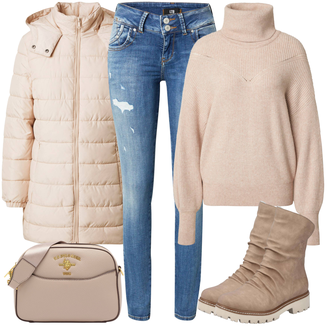 Boja Outfit sa Bež/Smeđa/Kaki Klasična čizmica/Kožna Jakna/Zimska cipela/Podstavljena čizma/Zimska Čizma/Zimska gležnjača/Podstavljena Gležnjača/Ravna Gležnjača Rieker "Jesenski Outfiti"