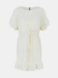 Cream Perforated Waist Dress Life - Women