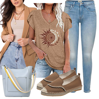 Motorrad Outfit mit Braun/Beige/Dunkelbraun/Khaki Sommer Schuh/Freizeitschuh/Espadrille-Pantolette/Espadrille-Sandale/Espadrille Sunnyuk "Casual Business Outfit"Look: Skate, Eishockey, Trekking, Fitness, Basketball, Motorrad, Laufen, Freizeit