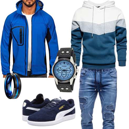 Blau/HellBlau Ripstopjacke/Wanderjacke/Sportjacke/Segeljacke/Uniformjacke/Laufjacke/Langlaufjacke BOLF kombinieren