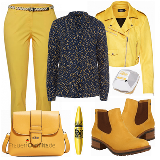 Outfit mit Gelb Stiefel Rieker "MORE MORE"