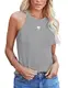 Homlan Damen Neckholder Ärmellose Tank Tops Racerback Rundhals Basic Slim Fit Shirts Elegant Oberteile Ribbed Knit Cami Top Sexy (Medium, Grau)