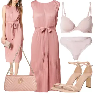 Elegant Outfit mit Rosa/Lila Kleid Große Größe About You "Elegantes Abend Outfit"Look: Romantisch, Uni, 20er Jahre, Elegant, Old Money, Overdressed