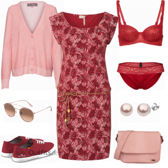 Outfit mit Rot/Rosa/Dunkelrot Bikini große größe Mey "Ragwear Kleid"