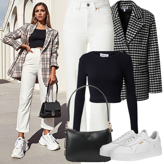 Kombinacije za festival sa Crna/Tamnoplava Skraćena Majica/Kratki Top Edited "Proljetni Outfit"