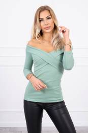 V-neck blouse dark mint