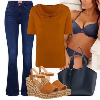 Winter Outfit mit Blau/Dunkelblau/Hellblau T-Shirt/Low Rise Jean/Leder Schuhe/Lederjacke/Slim Fit Jeans/Thermojeans/Jeans mit Schlitz/Low Waist Jean/Push up Jeans/Straight Leg Jean/Winterjacke Only "Street Style Outfit"