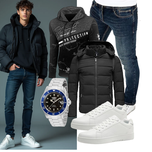 Schwarz/Dunkelgrau Hybridjacke/Isolationsjacke/Kapuzenjacke/Thermojacke/Kunstfaserjacke/Daunenjacke/Winterjacke/Puffer Jacke Redbridge kombinieren
