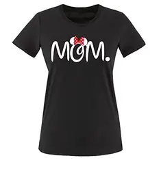 Comedy Shirts - MOM. Minnie - Damen T-Shirt - Schwarz/Weiss-Rot Gr. S