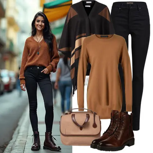 Braun Lederschuh/SchnürStiefelette/Rahmengenähter Schuh/Vintage Stiefelette/Klassischer Stiefel/Vintage Stiefel EL NATURALISTA kombinieren mit Orange/Braun/Beige Stillpullover/Einfacher Pullover/Feinstrickpullover/Rundhals Pullover/Longpullover/Basic Pullover/Kaschmir Pullover Heine