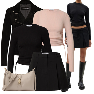 tenues avec Noir Jupe Animée/Jupe Mini/Jupe Unisexe/Jupe d'Uniforme Scolaire/Jupe Moderne/Collège Jupe/Jupe Plissée Courte Edited "Tenue d'automne"
