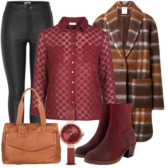 Outfit met rood Blouse Promiss "Vrijetijds Uiterlijk"