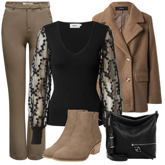 Stil Western Outfit sa Smeđa/Bež/Siva Kožna gležnjača/Chelsea Gležnjača/ljetna gležnjača/Western Gležnjača/Ravna Gležnjača/Kožna Jakna/Podstavljena Gležnjača About You "Zimski outfit"Look: Stil, Cowgirl, Prekrasan, cool, Western, Pametno ležerno, Seoskom Stilu, Elegantan