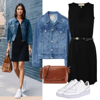 Outfit s Modrá Džínové Bund/Vintage Bund/Krátké Džínové Bundičky karl lagerfeld jeans "Jarní volnočasový outfit"