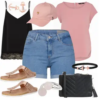 Kurz Outfit mit Hellblau/Blau Hose mit Schlitz/Jeans Leggings/Bike Hose/Pumphose/Löcherne Hose/Jeggings/Latzhose VERO MODA "Vero Moda Style"