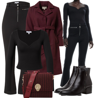 Winter Outfit mit Schwarz Bike Hose/Bootcut Pant/Flared Leggings/Ausgestellte Hose/Schlaghose Leggings/High Waist Hose/Hose mit Schlitz/Winterhose Edited "Outfit Für Den Winter"