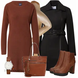 Outfit mit Rot Kleid Große Größe GAP "Herbstlicher Look"
