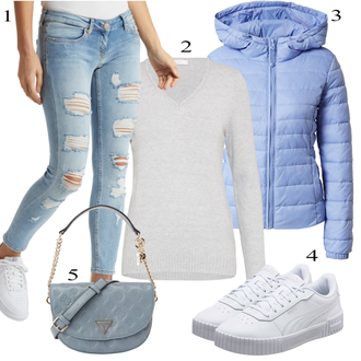 Outfit sa Svjetloplava/Plava Prošivena Jakna/Jakna s Kapuljačom/Puferica Jakna/Zimska Jakna/Ljetna pod-jakna/Donja Jakna/Skijaška jakna Only "Tvoj otmjeni outfit"