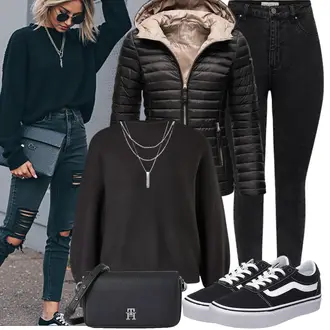 Herbst Outfits Coole mit Schwarz Lederjacke/Herren Lederjacke Only "Perfekt für die Freizeit"Look: Coole, Old Money, Techno, Schlichte, Nahtlos, Outdoor