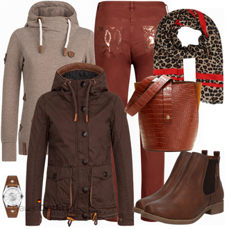 Outfit mit Rot Stiefel Tom Tailor "CasualHose"