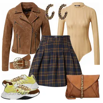 Outfit mit Braun Schmuck HALLHUBER "Cooler Look für den Frühling"