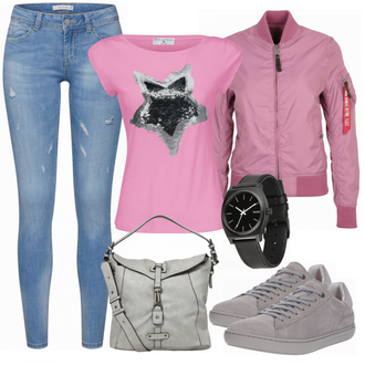 Outfit met beige Alpha Industries "Heine"