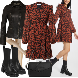 Outfit mit Schwarz/Dunkelbraun/Khaki/Dunkelgrün/Braun Bikerjacke/KunstLederjacke/Lederjacke/Motorradjacke/Vintage Lederjacke Oakwood "Modischer Look für den Herbst"