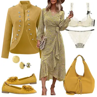 Outfit mit Gelb Trachtenschuh/Sommer Schuh/Freizeitschuh/Weicher Schuh/Stoffschuh/Sneaker Ballerina/Flacher Schuh MARCO TOZZI "Frühlings Outfit"