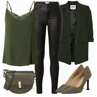 Elegante Outfits mit Schwarz/Dunkelgrau/Khaki/Weiß Lederimitathose/Jeggings/Lederlegging/Leggings Lederoptik/Lederhose/Skinny Hose/Treggings Object "Eleganter Look"