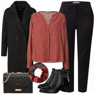 Mit Fransen Outfit mit Schwarz Lederjacke/Business-Schuh/Chelsea Boot/Flache Stiefelette/Leder Stiefelette/Gefütterte Stiefelette/Reitstiefel/Sommerstiefelette Tamaris "Business Look für Damen"