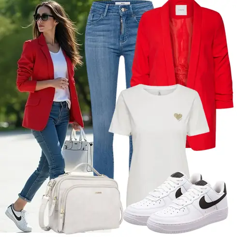 Rot/Weiß Lederjacke für Männer/Lederjacke/Blusenblazer/Eleganter Blazer/Boyfriend Blazer/Oversize Blazer/Longblazer Pieces kombinieren
