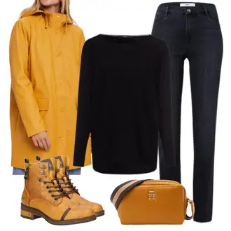 Outfit mit Weiß/Schwarz Strickjacke/Oversized Zip Hoodie/Oversize Musselin Bluse Zero "Perfekt für den Winter"