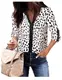 Damen Sommer Tops Bauern Büro Blusen Leopardenmuster V-Ausschnitt Casual Business Top Tab Ärmel Tunika Shirts zum Tragen mit Leggings White Leopard, Medium
