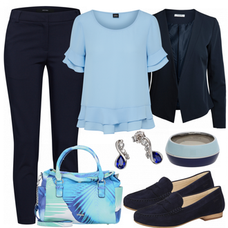 Outfit mit Blau Schuh Sioux "Olivia"