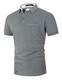 LIUPMWE Polo Shirts Herren Kurzarm Golf Poloshirts mit Tasche Gitterstiche Ausschnitt Baumwolle Basic T-Shirt Polohemd Sommer,Dunkelgrau,M