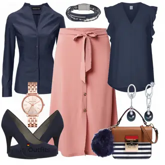 Elegant Outfit mit Rosa Short Große Größe/Kleid Große Größe/60er Jahre Rock/A-Linien-Rock/Wadenlanger Rock/Ausgestellter Rock/Knielanger Rock/Midirock/Moderne Rock/Standesamt Rock About You "Business Style"Look: A-linie, Uni, Fließende, Babydoll, Business, Elegant, Mom, Old Money, Overdressed, Trachten, 70er, Classic, 60er