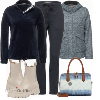 Outfit mit Grau/Beige Stiefel VERO MODA "Herbstliches Freizeit Outfit"