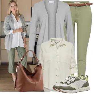 Frühlings Outfits Edel mit Khaki/Weiß/Beige Blusenbody/Leinen­bluse/Seidenbluse/Bluse Mit Ellen­bogen-patch/3/4 Bluse/Schlupfbluse/Bluse Mit Knopf Only, Braun/Beige Schultertasche modamoda de "Perfekt für die Freizeit"Look: Classic, Safari, Casual, Schick, Workwear, Nahtlos, Edel, Smart Casual, Boho, Feine, Ausgefallene, Schön, Emo, Metal, Indoor, Elegant, Western, Italienische, Oversize